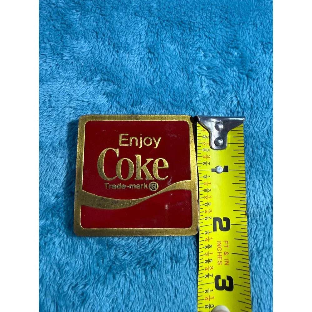 Vintage 1976 Coca-Cola Belt Buckle Bergamot Brass Work Enjoy Coke Red Enamel USA